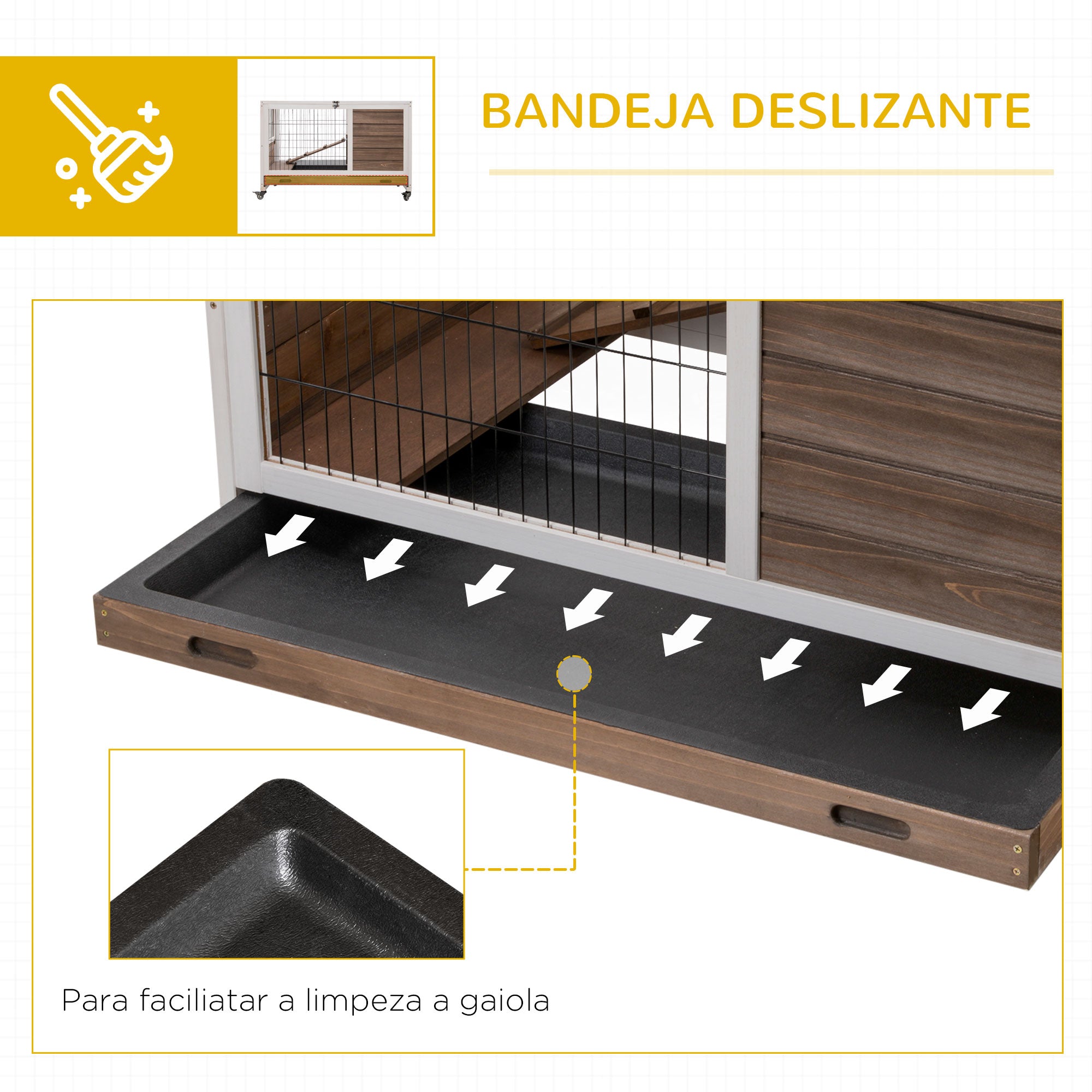 Coelheira de Madeira Portátil 90x53x59cm - Marrom