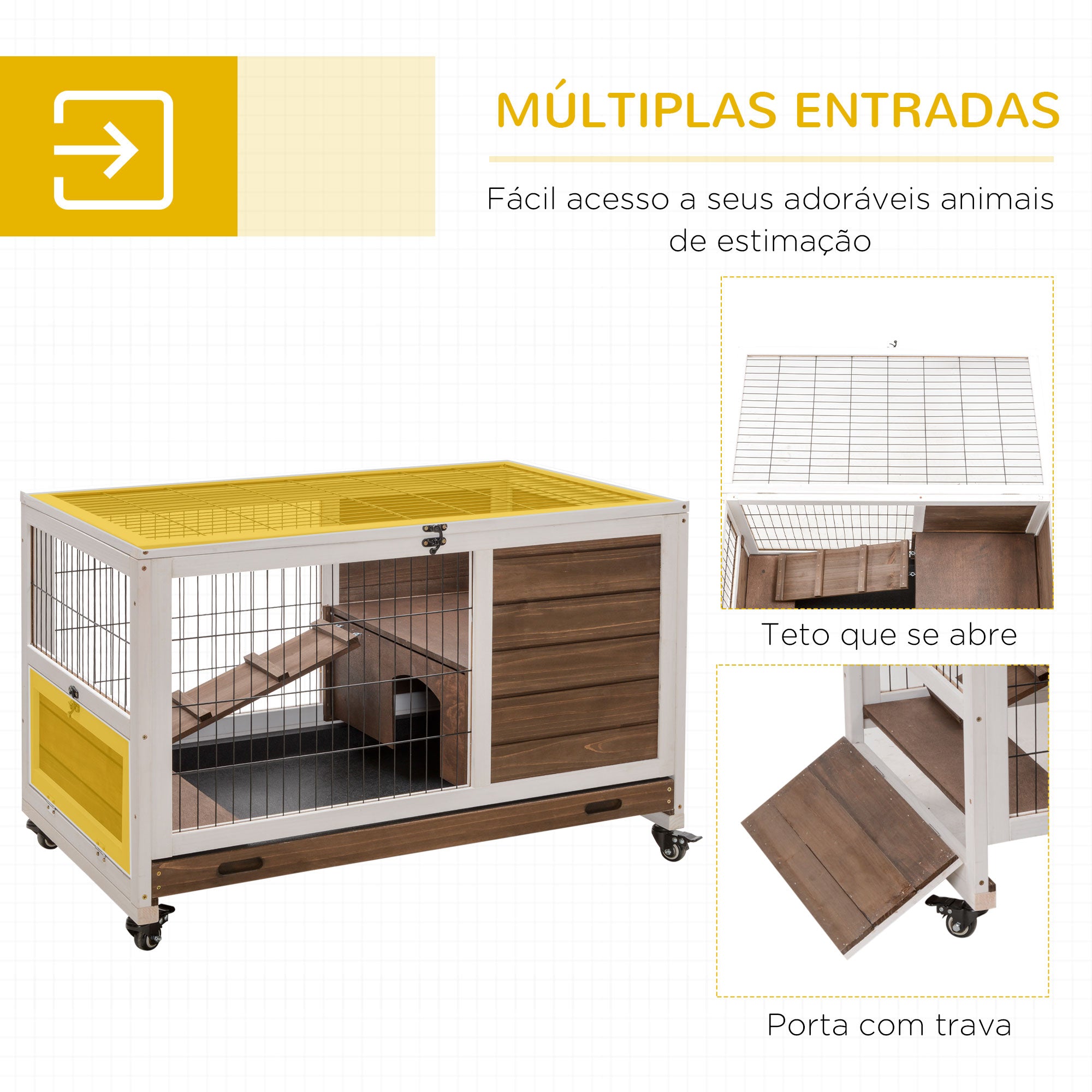 Coelheira de Madeira Portátil 90x53x59cm - Marrom