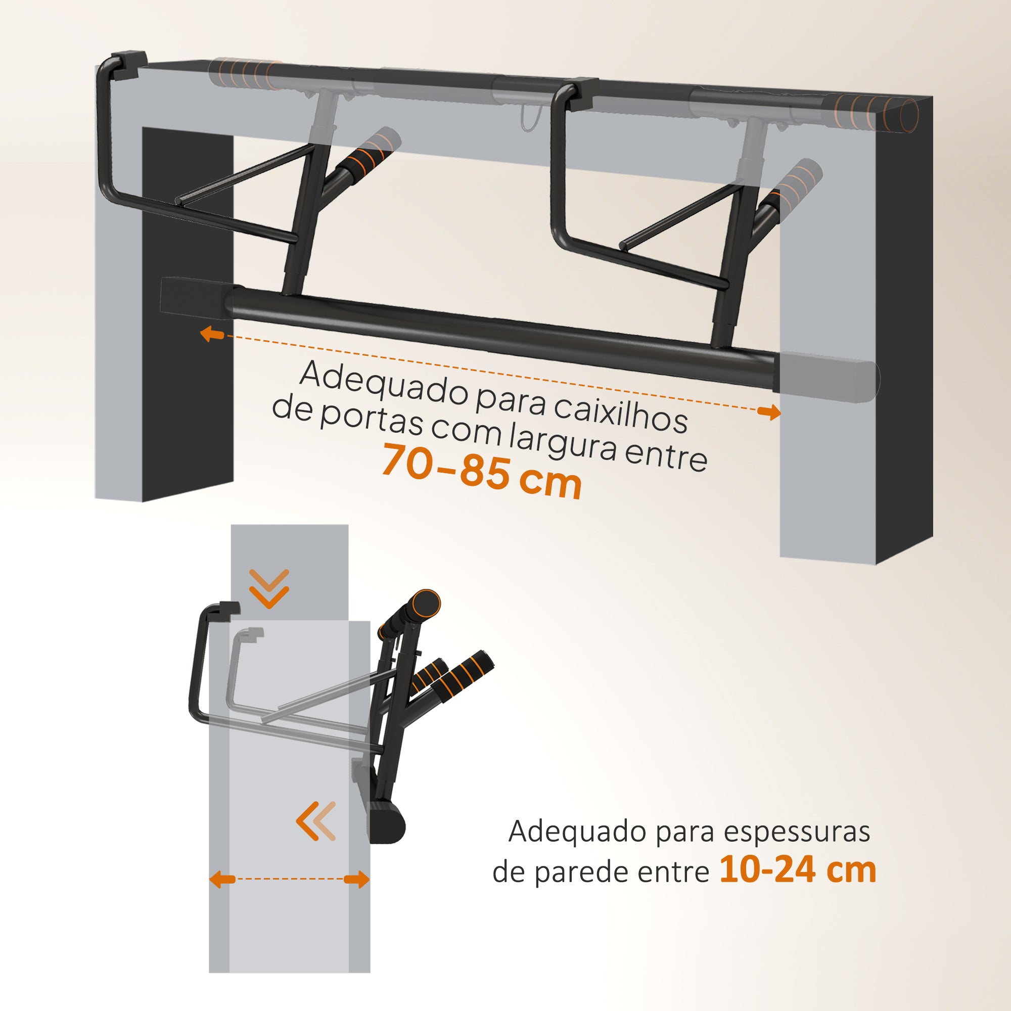 Barra de Elevação Multifuncional – 100x50x27 cm – Preto e Laranja – Aço
