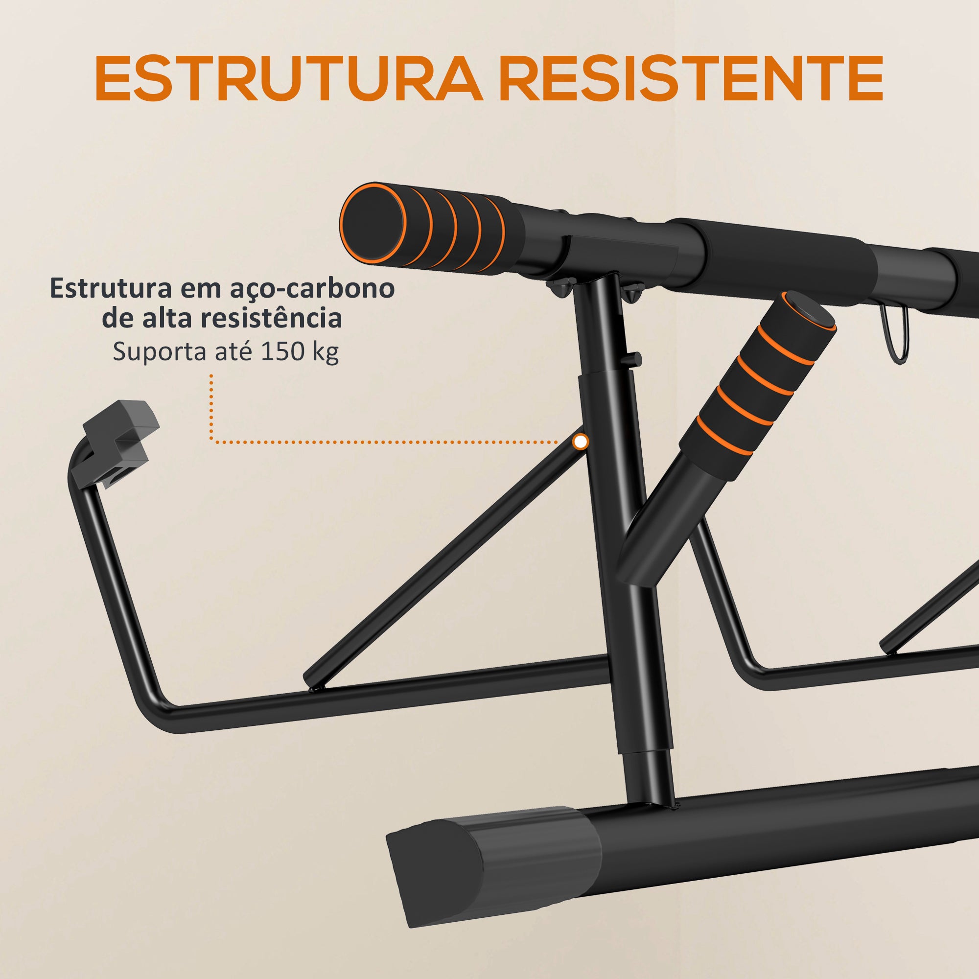 Barra de Elevação Multifuncional – 100x50x27 cm – Preto e Laranja – Aço