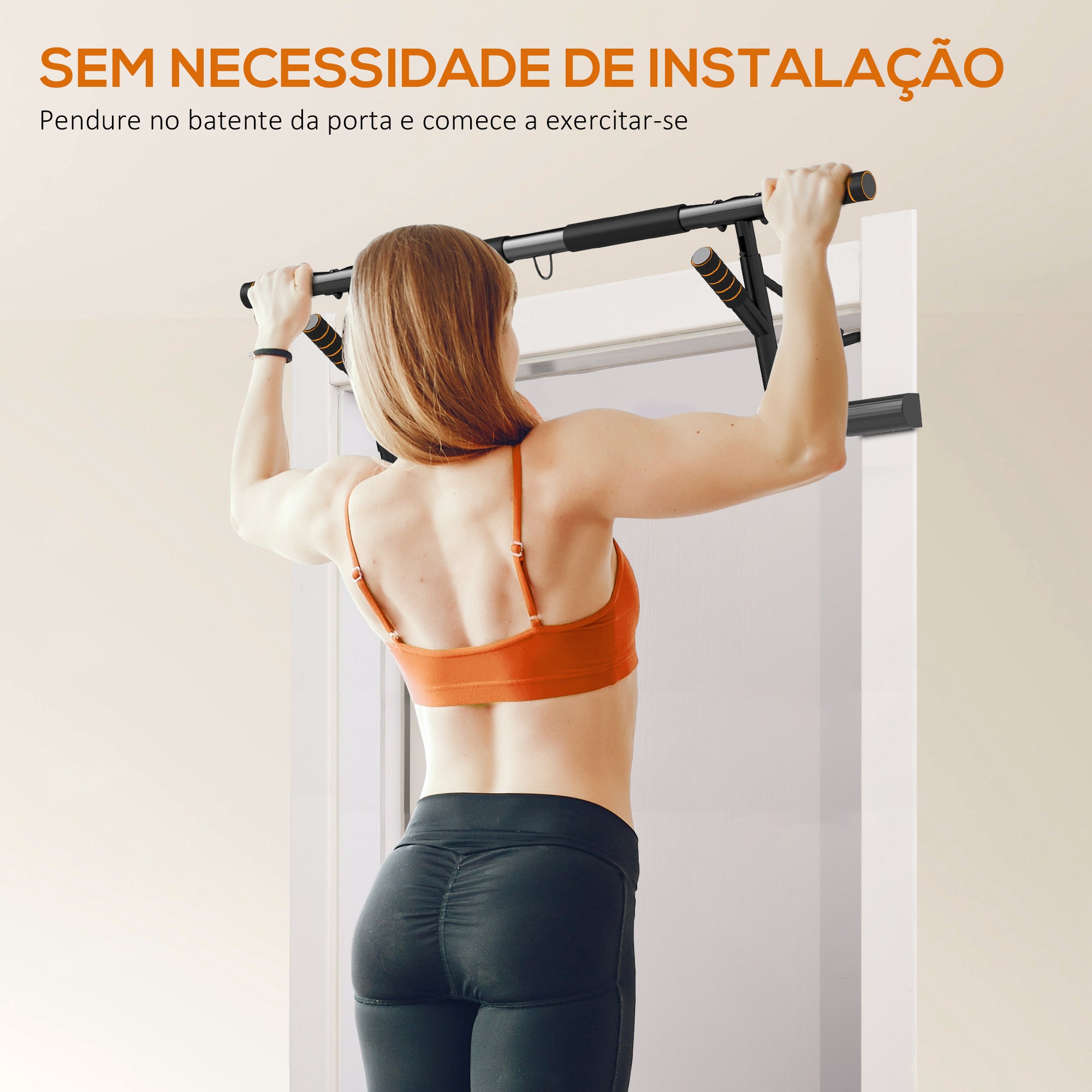 Barra de Elevação Multifuncional – 100x50x27 cm – Preto e Laranja – Aço