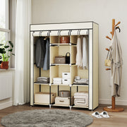 Roupeiro de Tecido Dobrável Armário Portátil 125x43x162,5cm - Creme Branco