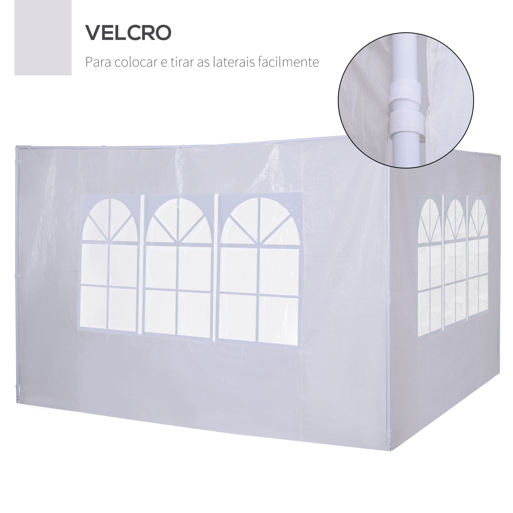 Conjunto de 2 Paredes Laterais Brancas para Tendas de 3x3m e 3x6m - 293x193cm