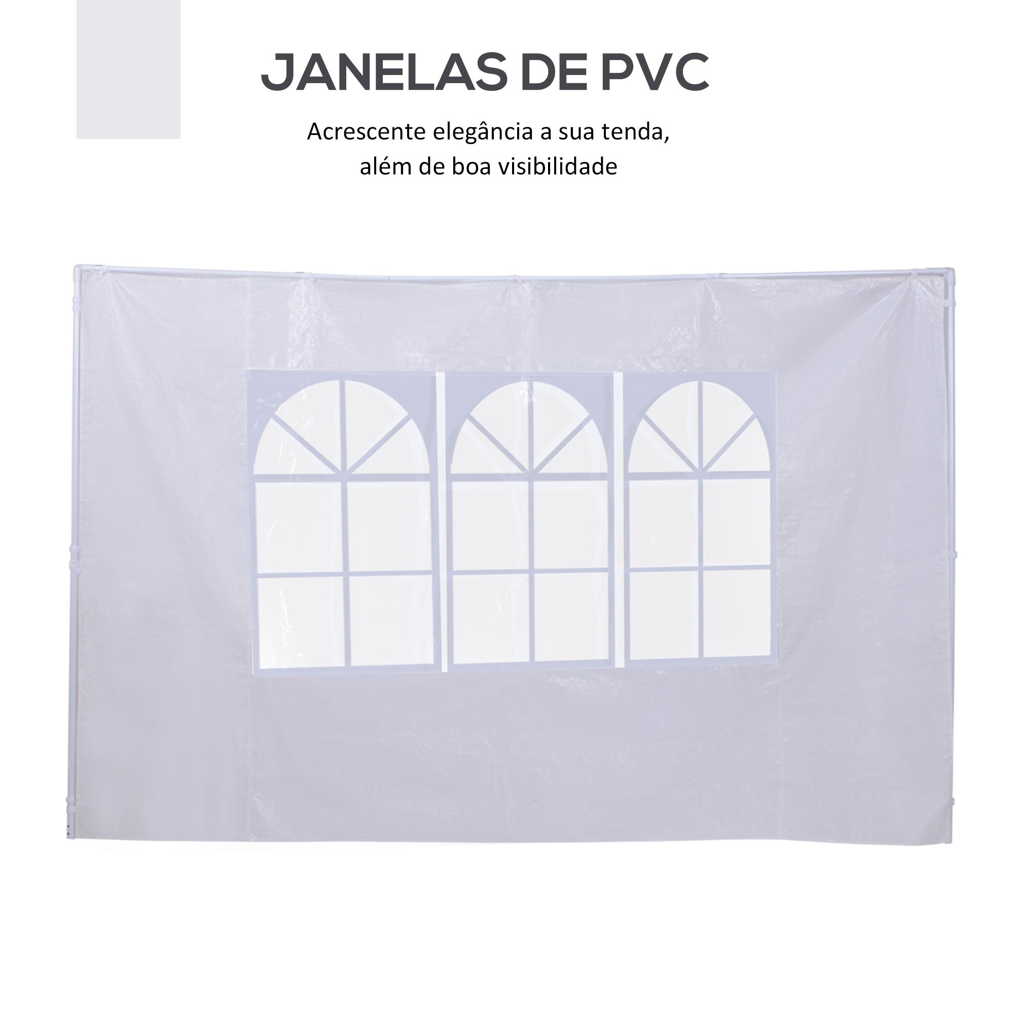 Conjunto de 2 Paredes Laterais Brancas para Tendas de 3x3m e 3x6m - 293x193cm