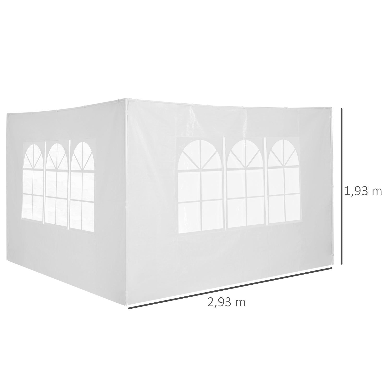 Conjunto de 2 Paredes Laterais Brancas para Tendas de 3x3m e 3x6m - 293x193cm