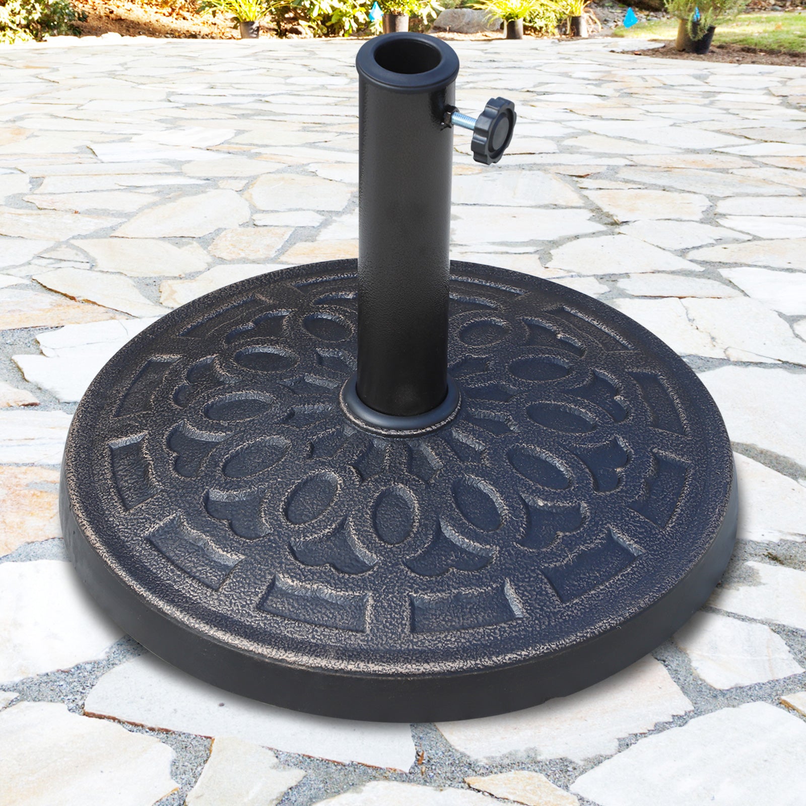 Base para Guarda Sol Resina Preto e Bronze Ø44x34cm
