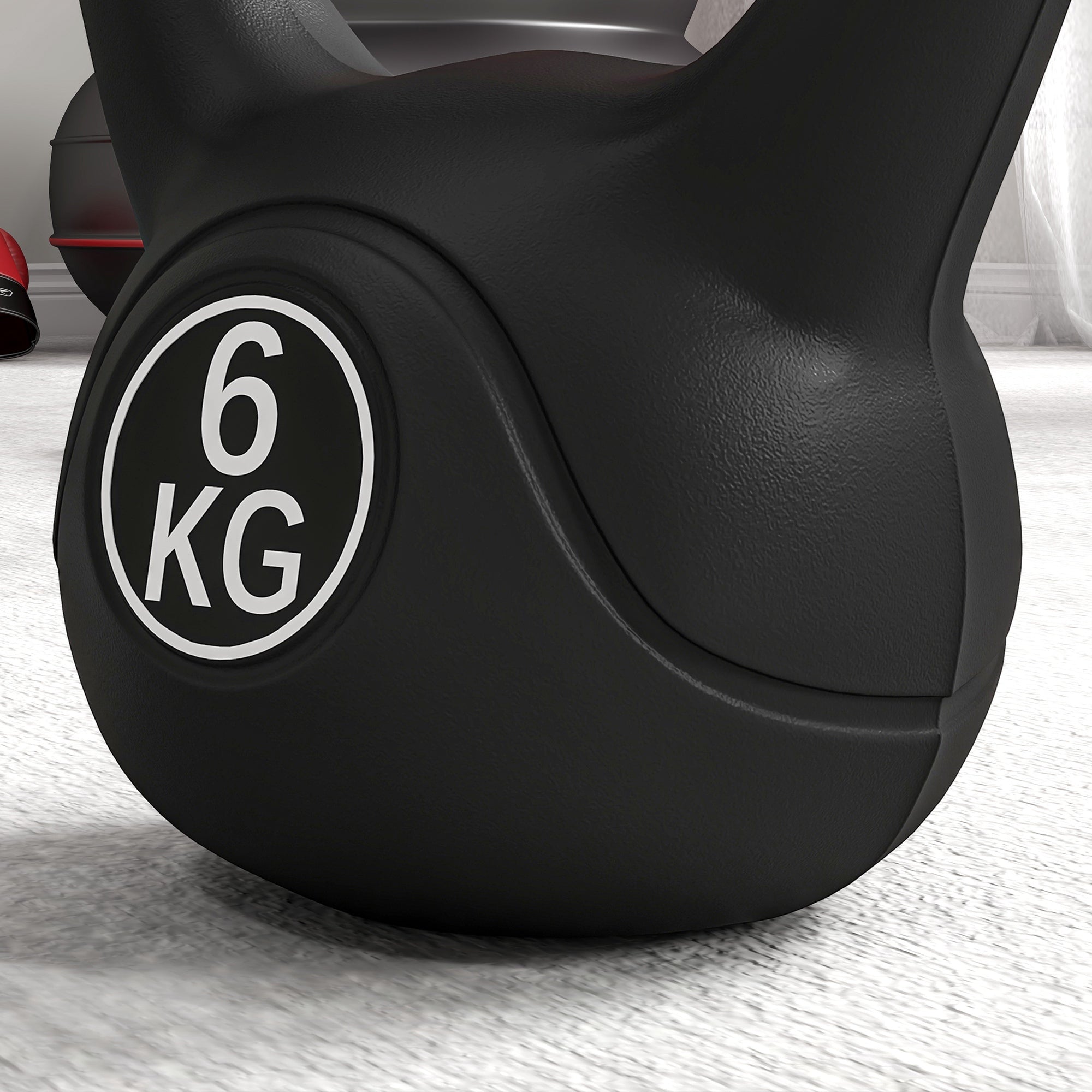 Peso Russo de 6 kg Kettlebell Fitness Preenchido de Areia 20x13x22 cm Preto