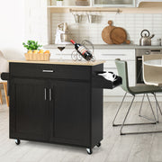 Carrinho de Cozinha – 116 x 40 x 85 cm – Preto – MDF e madeira