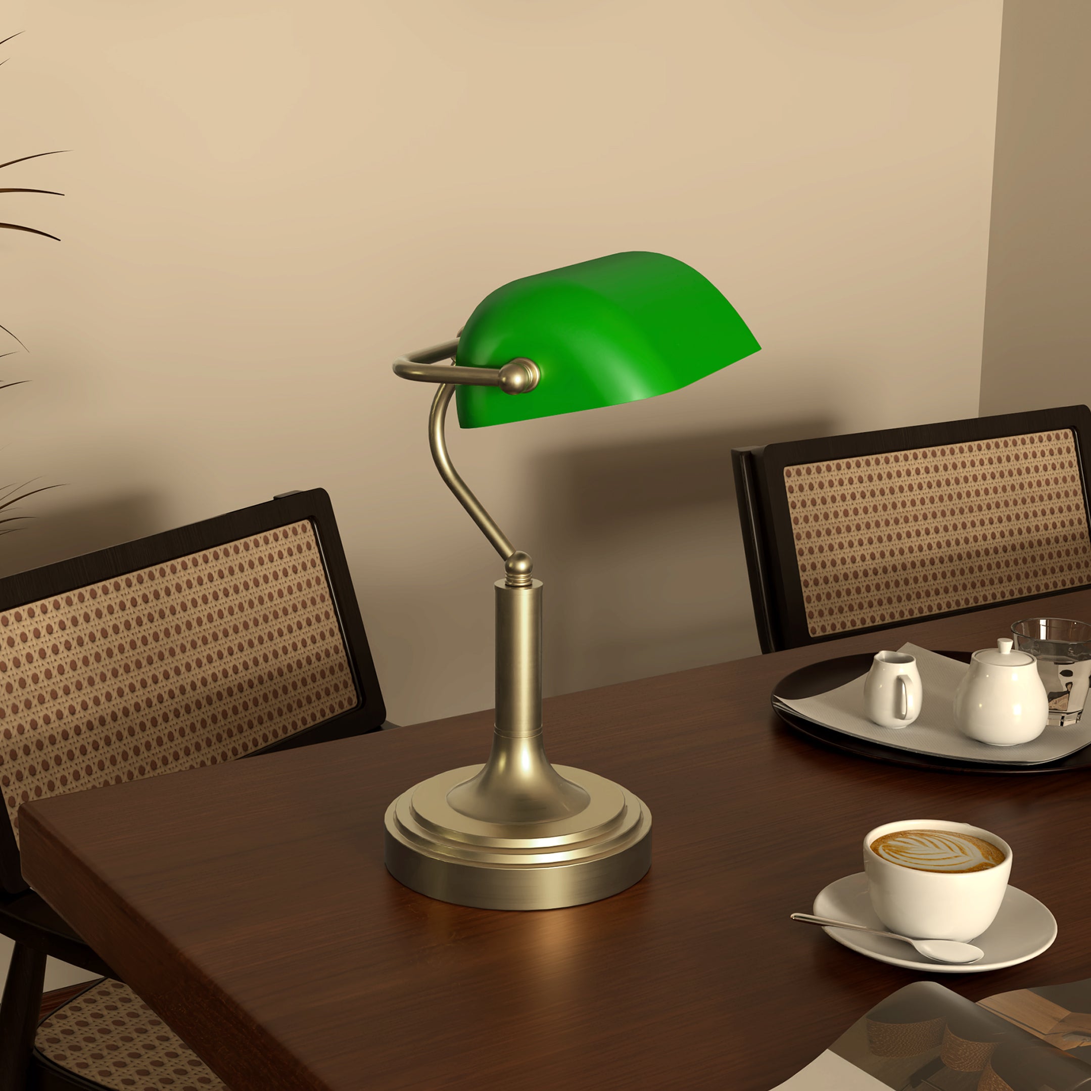 Candeeiro de Mesa Vintage Verde 26,8x22x39,5 cm - Estilo Clássico Banqueiro