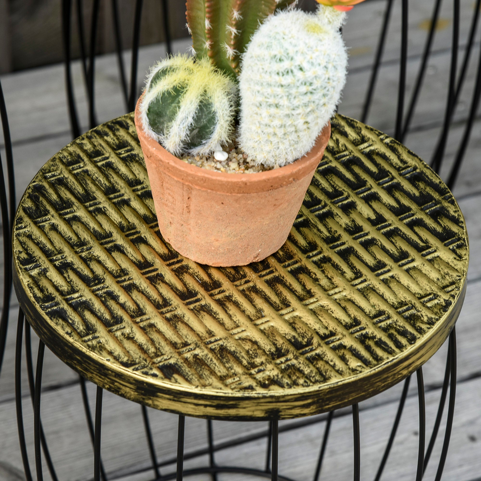 Conjunto de 3 Mesas Auxiliares Redondas Ø38x41 cm - Cor Preto