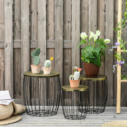 Conjunto de 3 Mesas Auxiliares Redondas Ø38x41 cm - Cor Preto