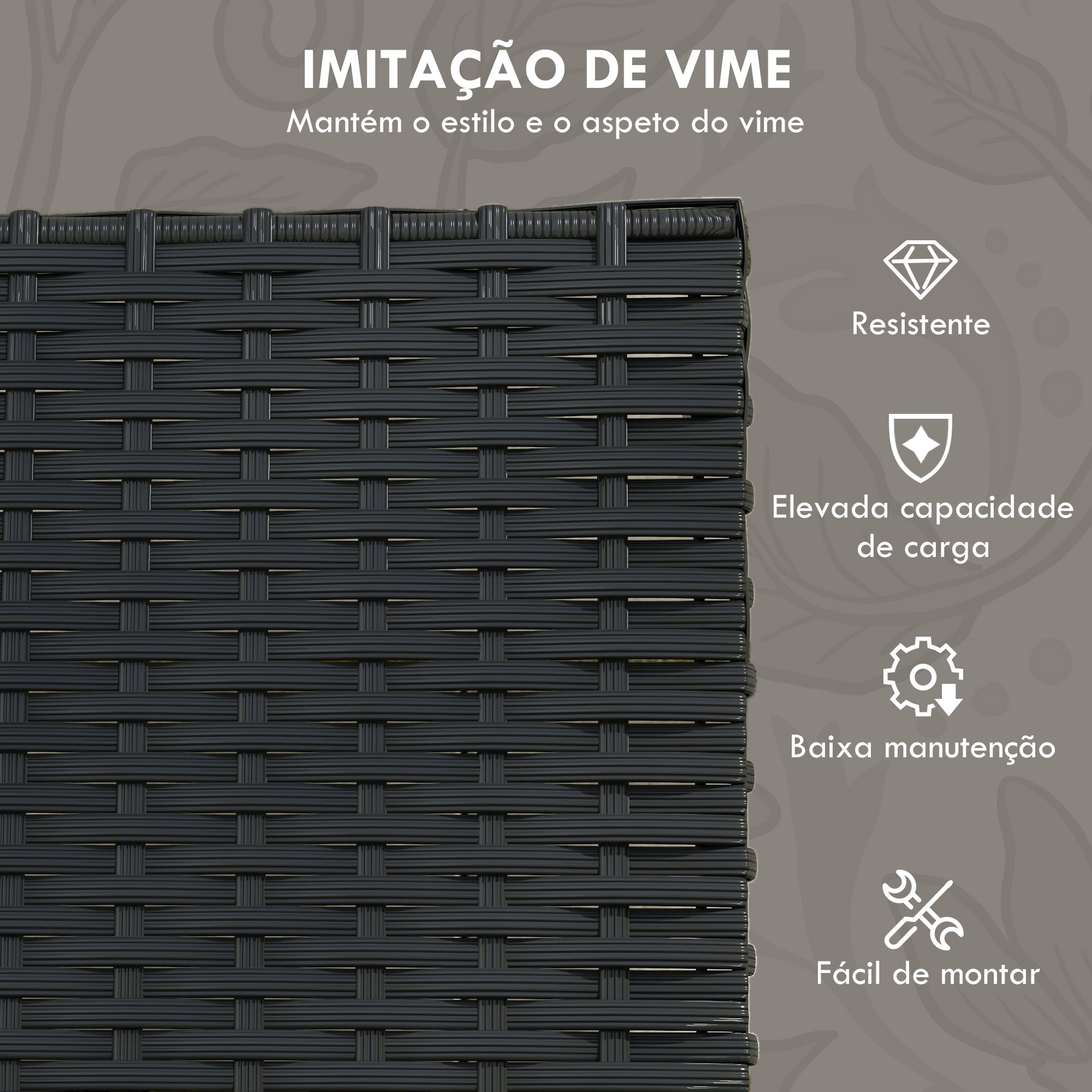 Conjunto de Móveis de Jardim de Vime Sintético Preto 102x58x77 cm