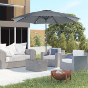 Chapéu de Sol Cinzento Ø300x240 cm com Manivela e Teto Inclinável