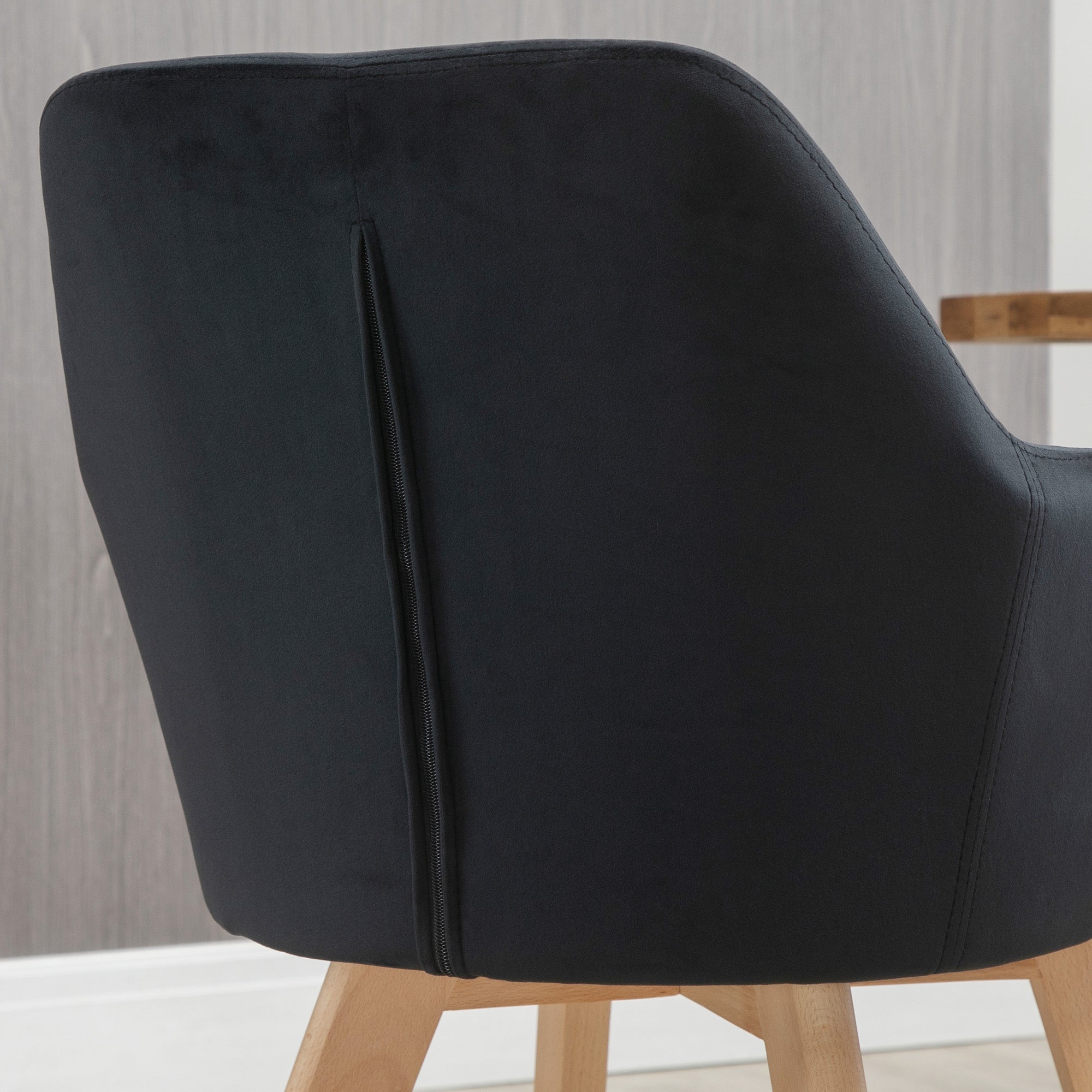 Conjunto de 2 Cadeiras de Sala de Jantar Estofadas em Veludo Preto 54x57x80cm