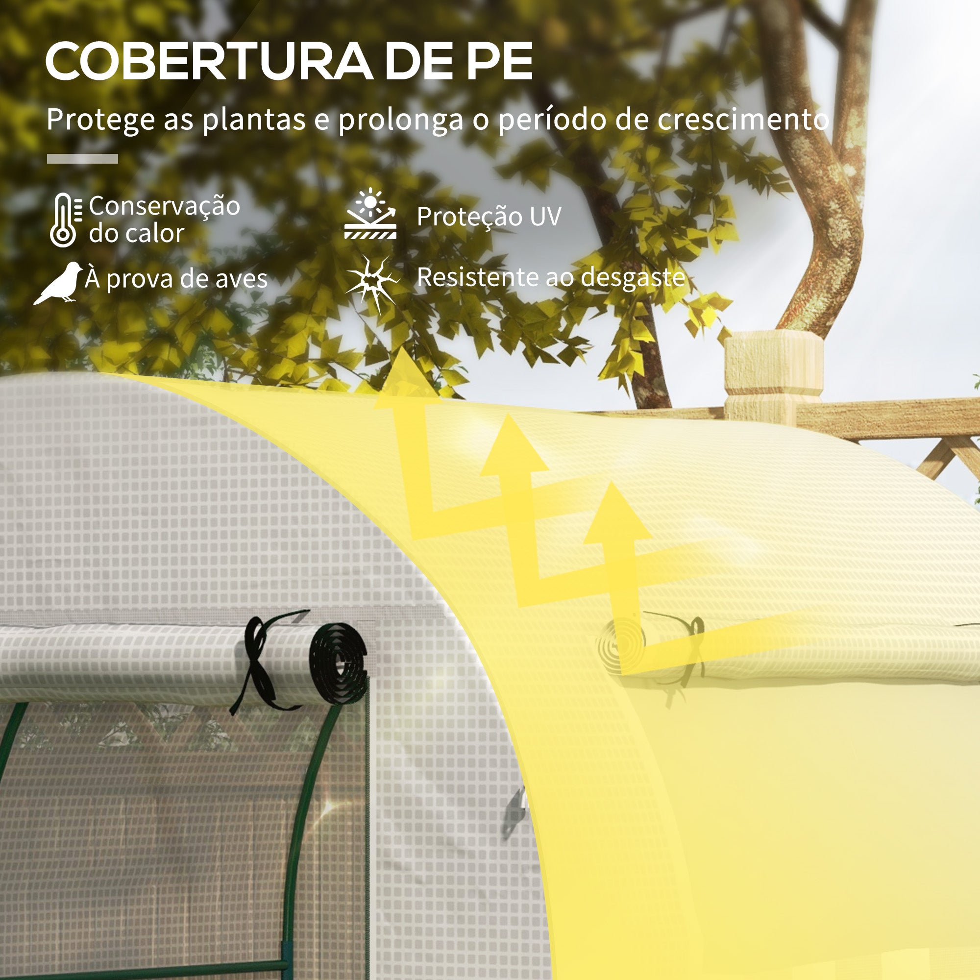 Estufa de Jardim 180x180x200 cm Cor Branco