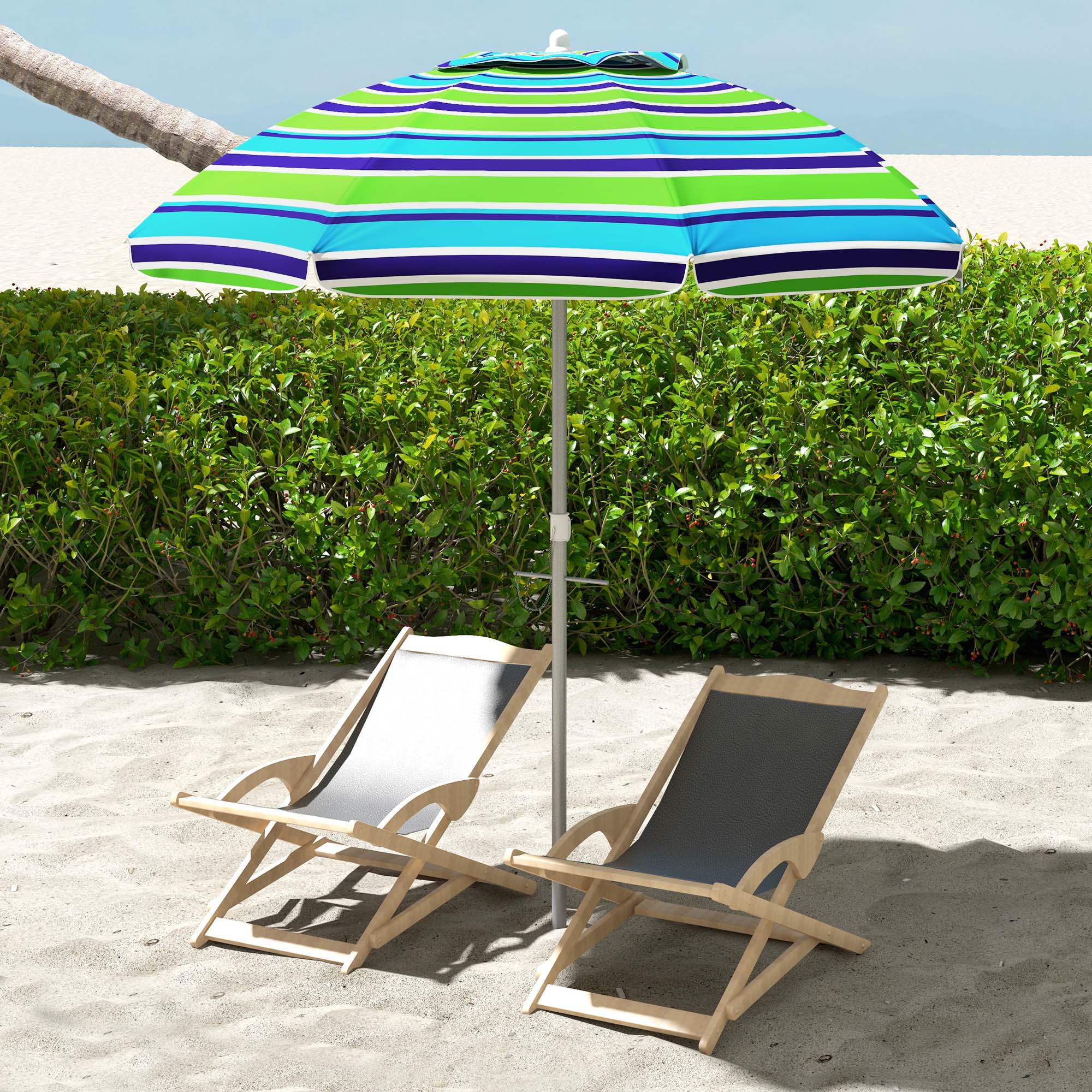 Guarda-Sol de Praia Multicolor Ø178x205 cm