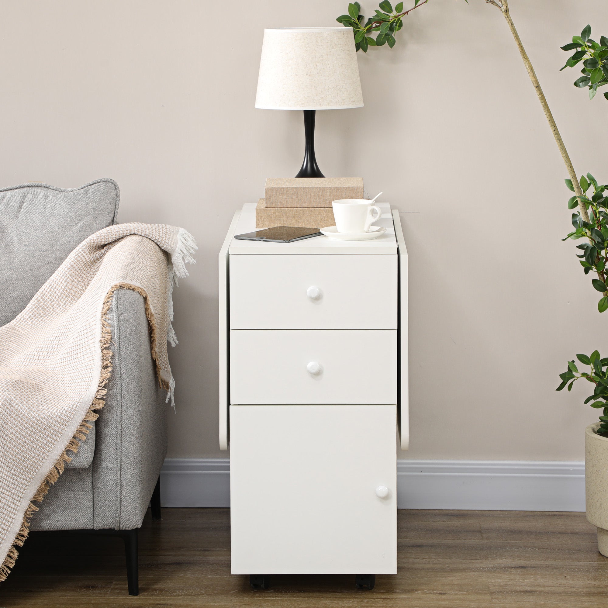 Mesa de Cozinha Extensível com Laterais Dobráveis 120x80x75 cm - Branco