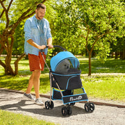 Carrinho para Animais de Estimação 3 em 1 – 82x49,5x98cm – Azul – Aço e Tecido Oxford