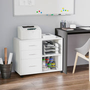Armário de Escritório com 3 Gavetas e Prateleira Ajustável 80x40x65cm Branco