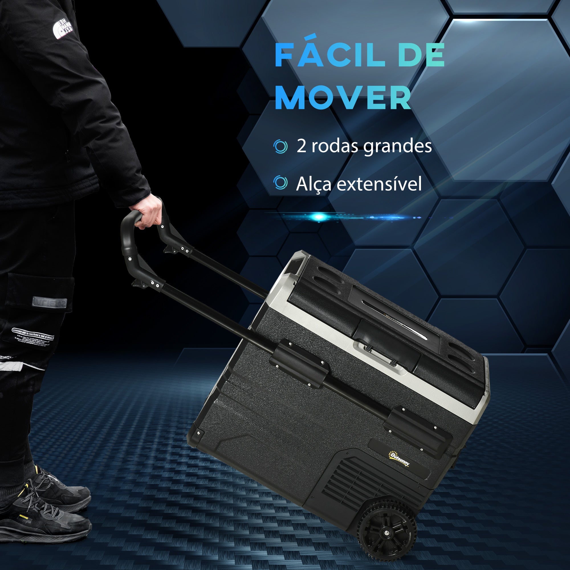 Geleira Portátil 60L - 71.1x46x57.1 cm - Preto e Cinza