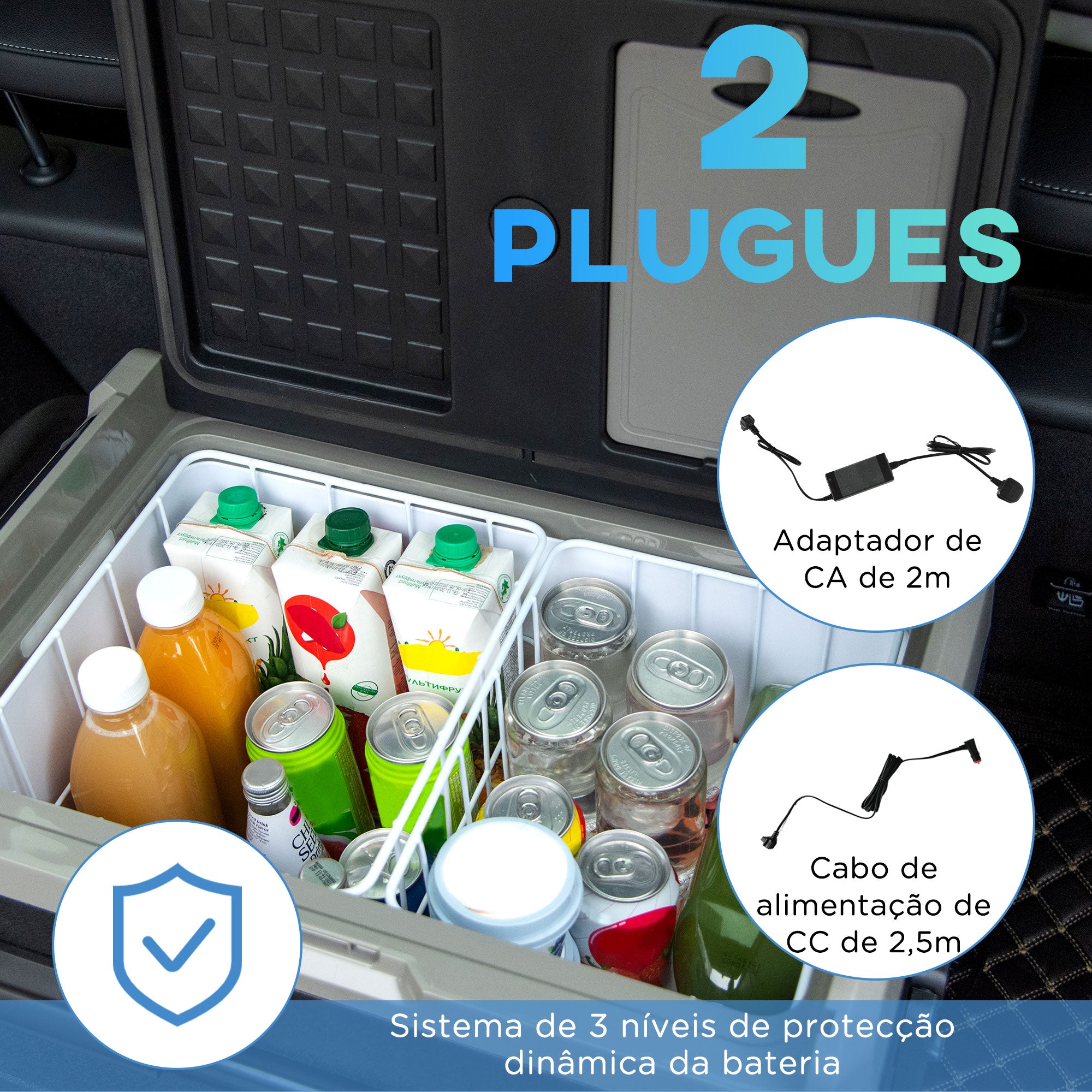 Geleira Portátil 60L - 71.1x46x57.1 cm - Preto e Cinza