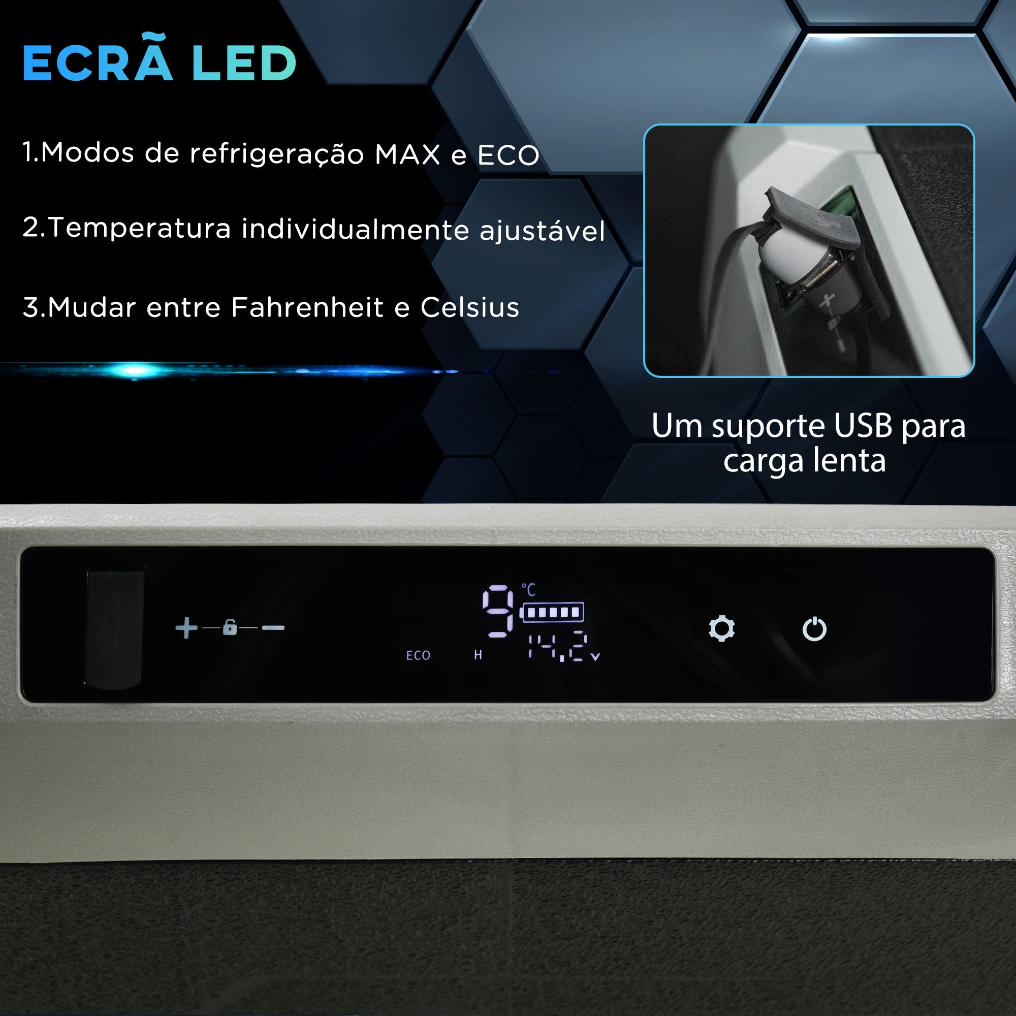 Geleira Portátil 60L - 71.1x46x57.1 cm - Preto e Cinza