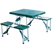 Conjunto de Mesa de Acampamento Dobrável com 4 Cadeiras - Verde 84,5x64,5x66cm