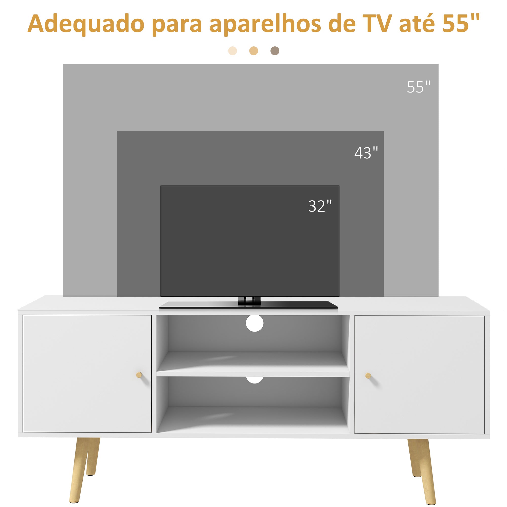 Móvel de TV para TVs de até 55 Polegadas - Branco - 120x34x50 cm