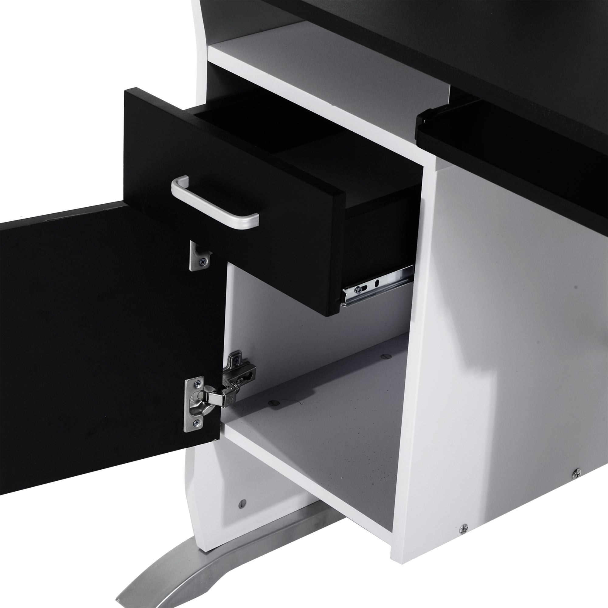 Mesa para Computador com Gaveta e Suporte para CPU 100x52x75cm - Branco e Preto