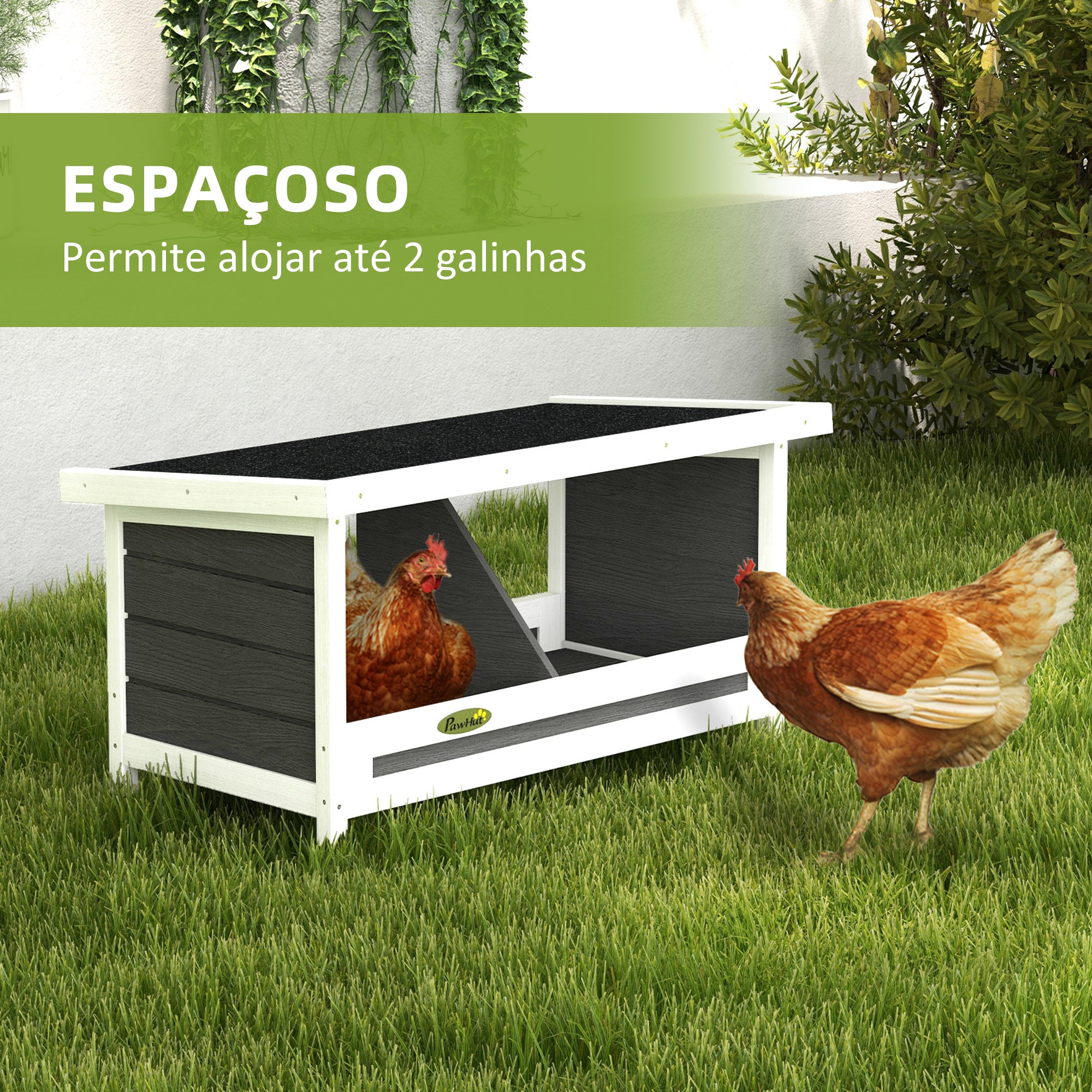 Ninho de Madeira para Galinhas 66x37x34 cm - Cinza Escuro