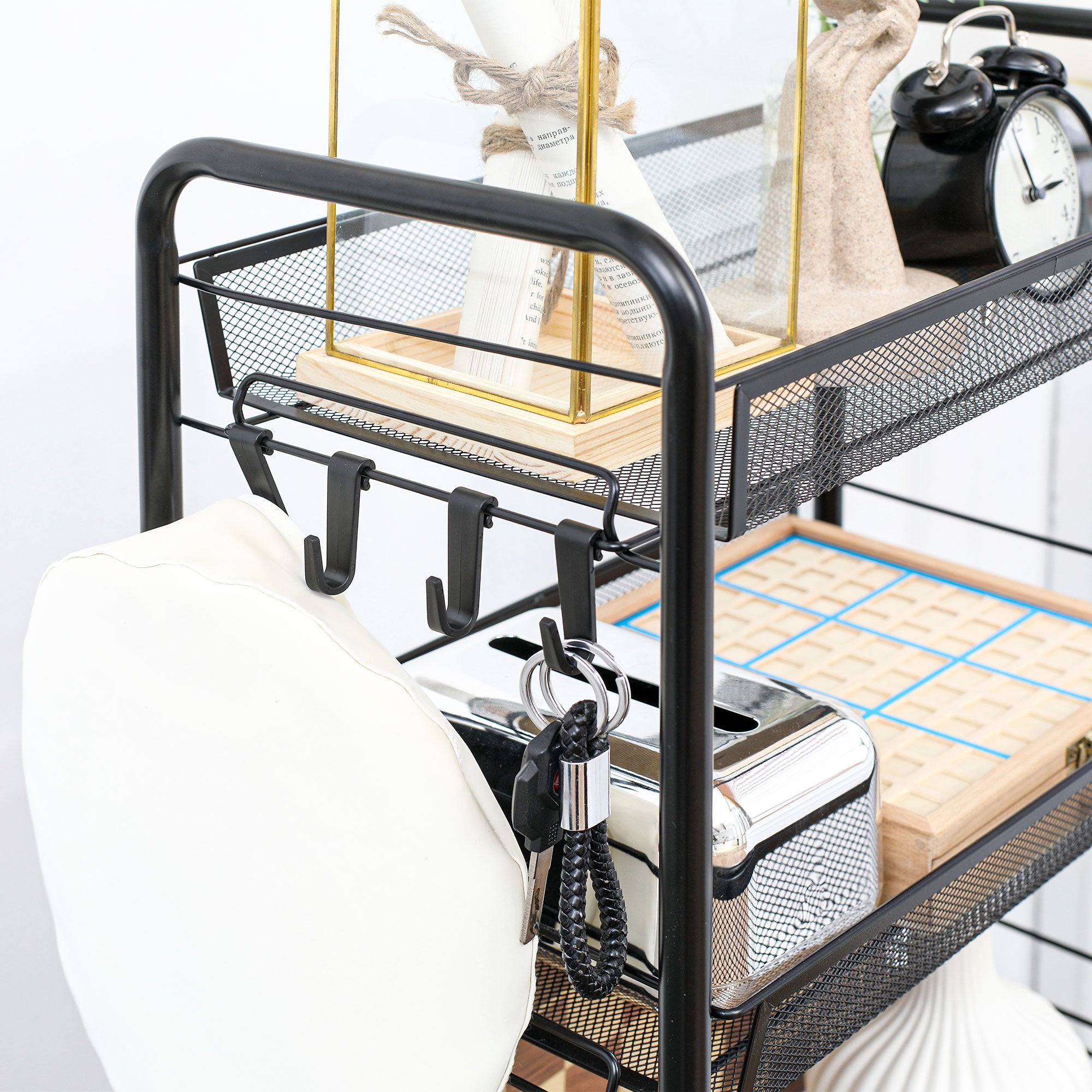 Carrinho de Cozinha 4 Níveis – 45x26,5x84 cm – Preto – Aço e Plástico PP