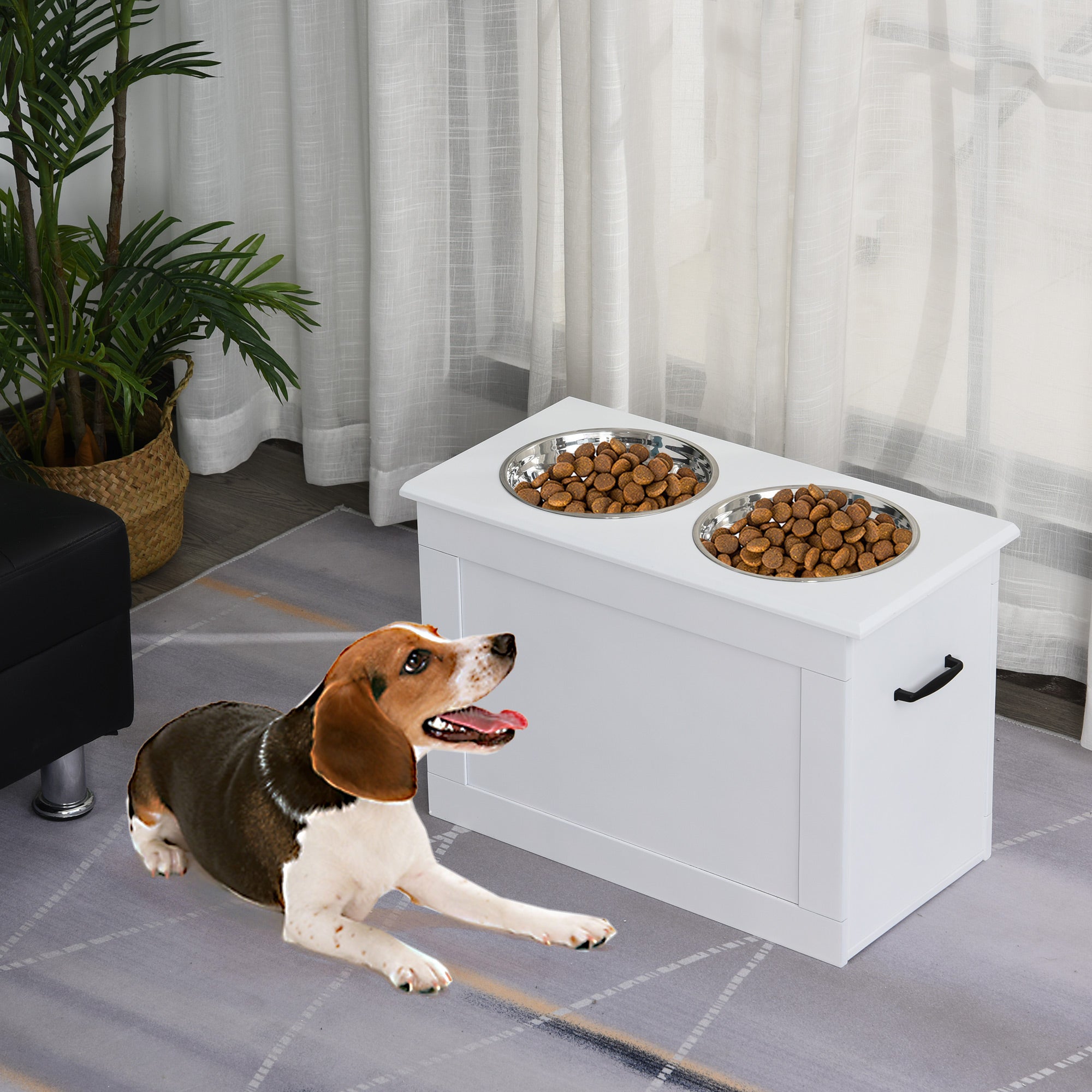 Comedouro Elevado para Cães 60x30x41 cm Branco