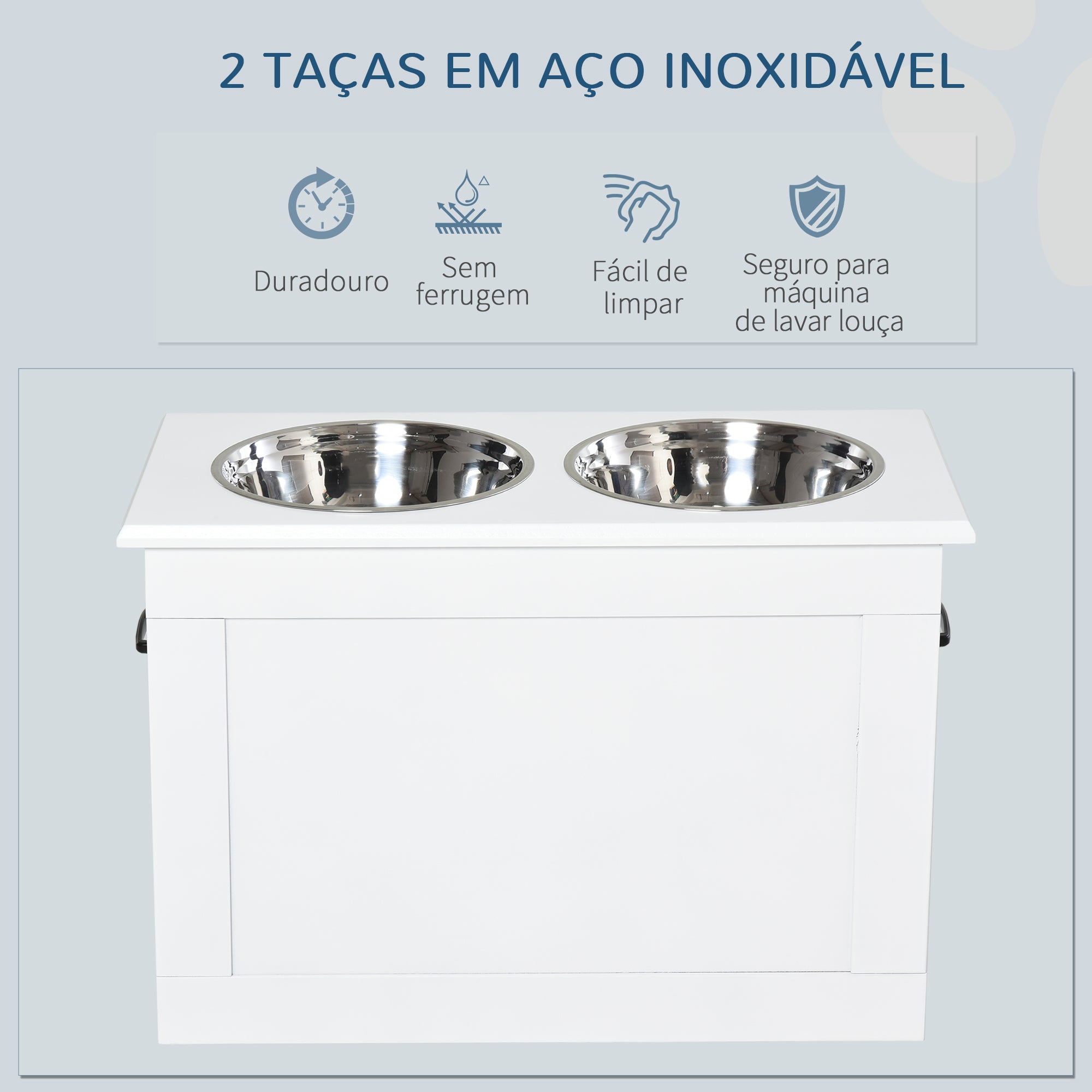 Comedouro Elevado para Cães 60x30x41 cm Branco