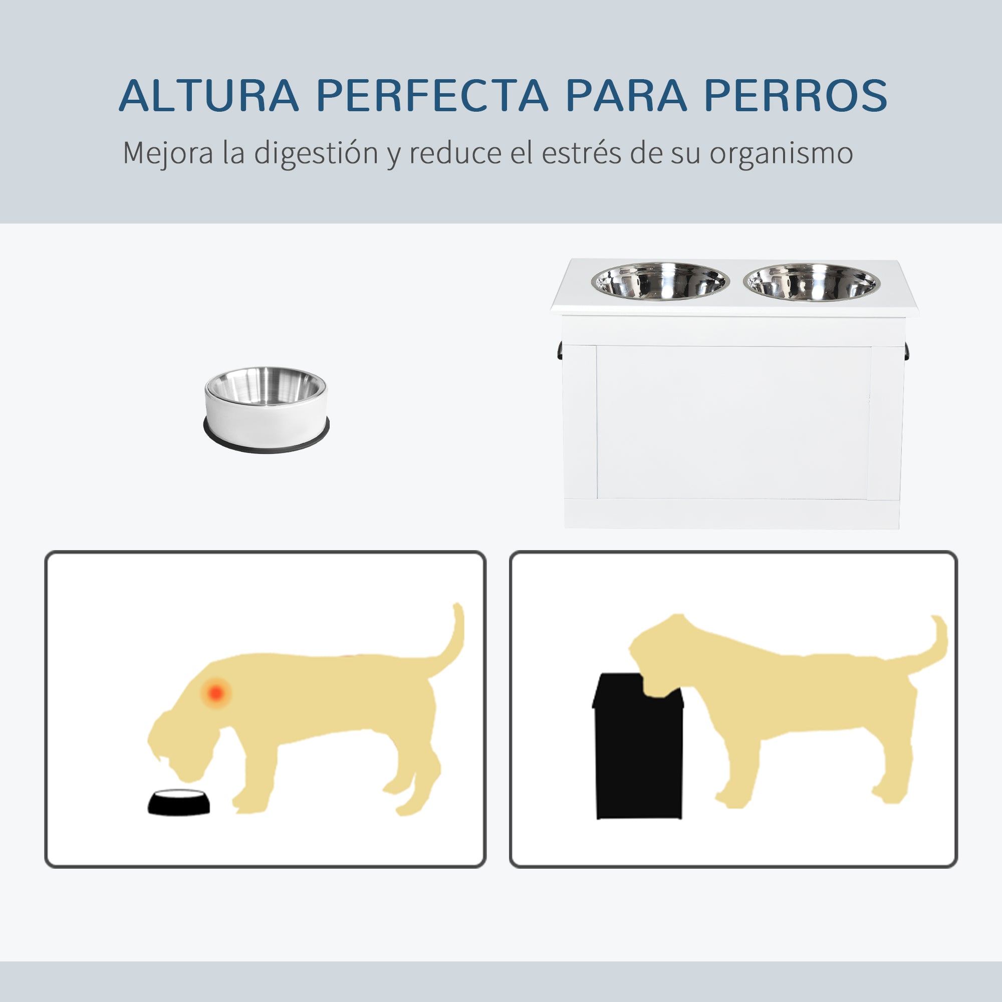Comedouro Elevado para Cães 60x30x41 cm Branco