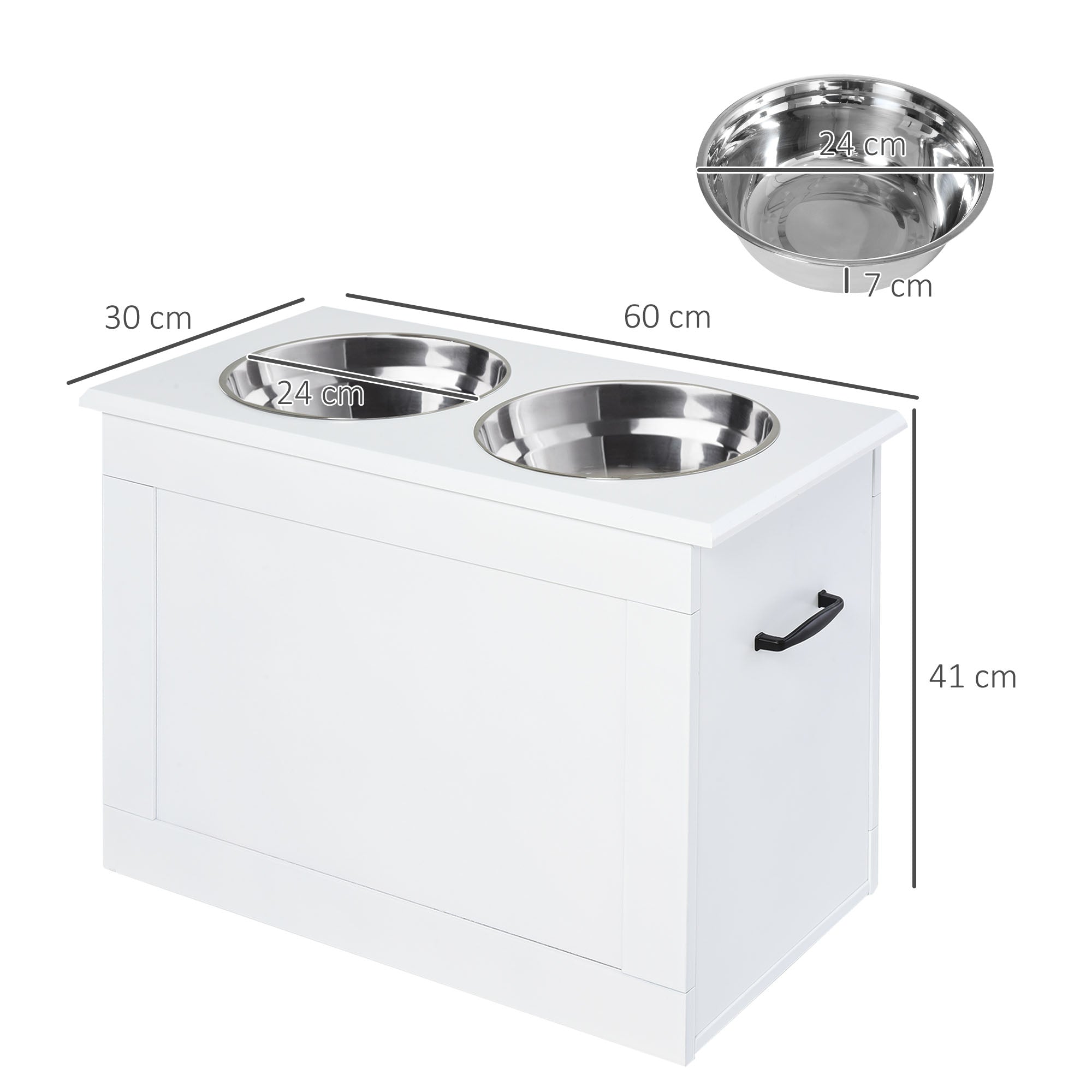 Comedouro Elevado para Cães 60x30x41 cm Branco