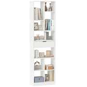 Estante de 180cm com Gaveta - Moderna Estante de 10 Cubos Aberta para Armazenamento e Exibição em Branco