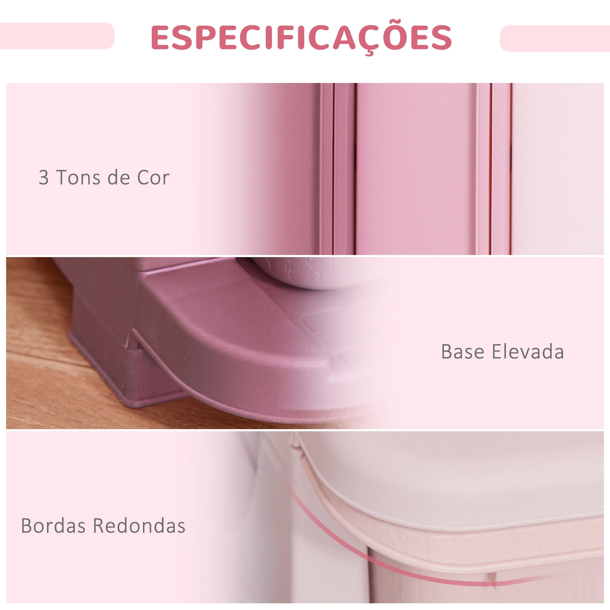 Organizador de Brinquedos para Crianças 37x37x56,5cm - Cor Rosa