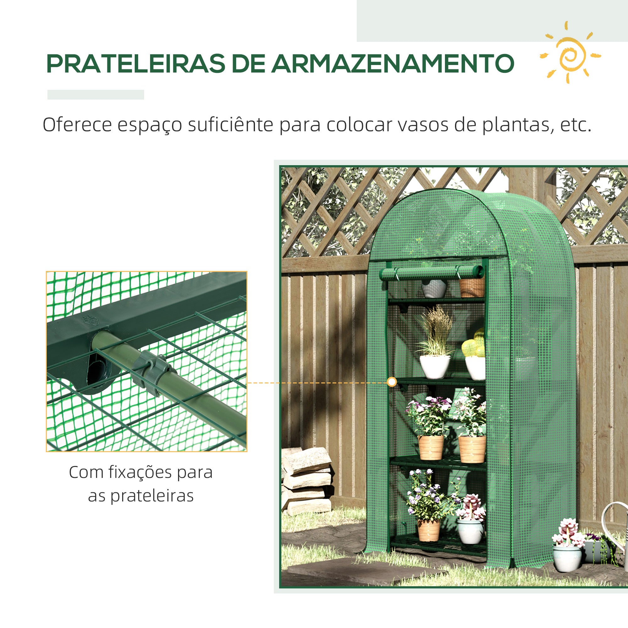 Estufa de Jardim – 80x49x160 cm – Verde – Aço e PE