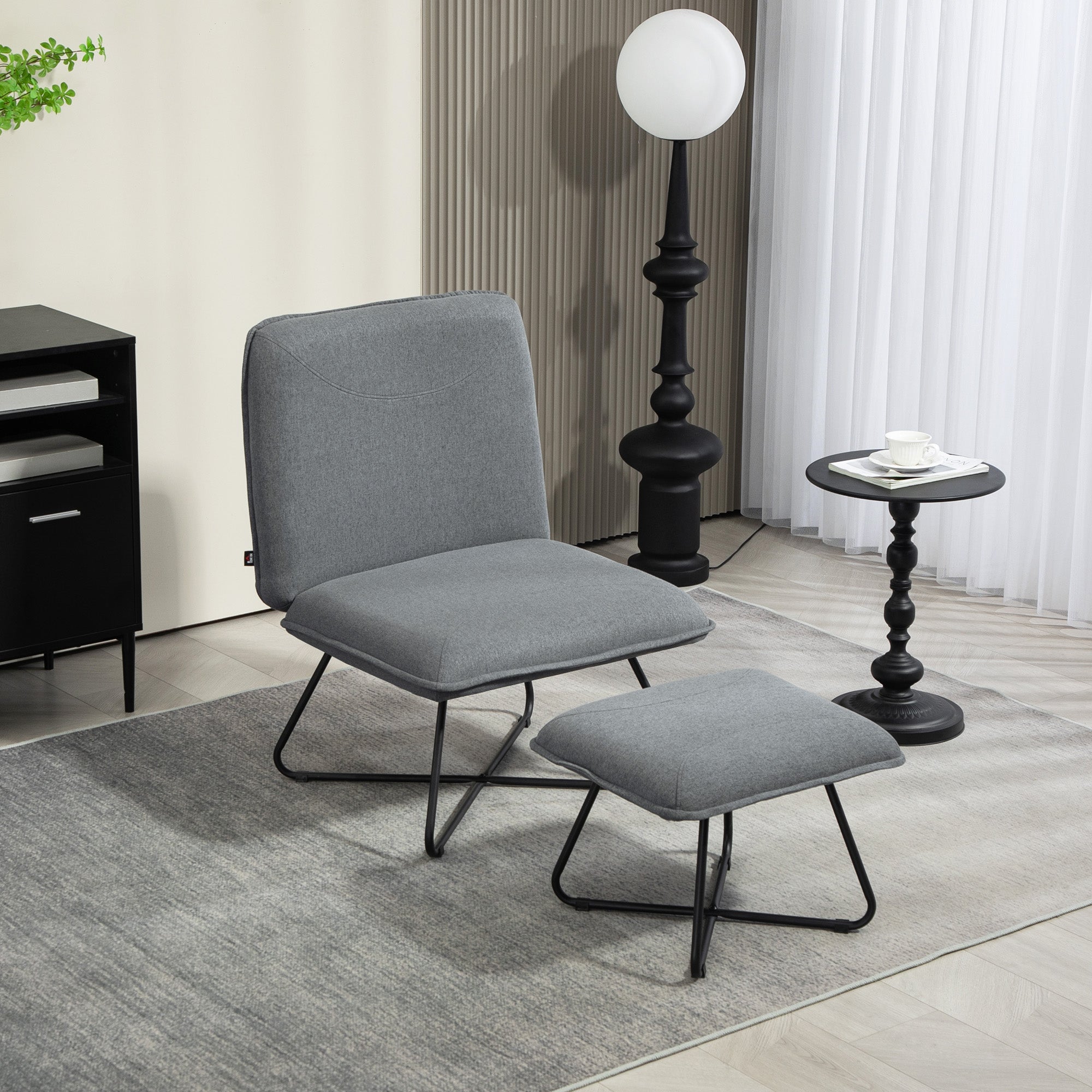 Poltrona – 68x81x89 cm – Cinza Escuro – Tecido tipo linho