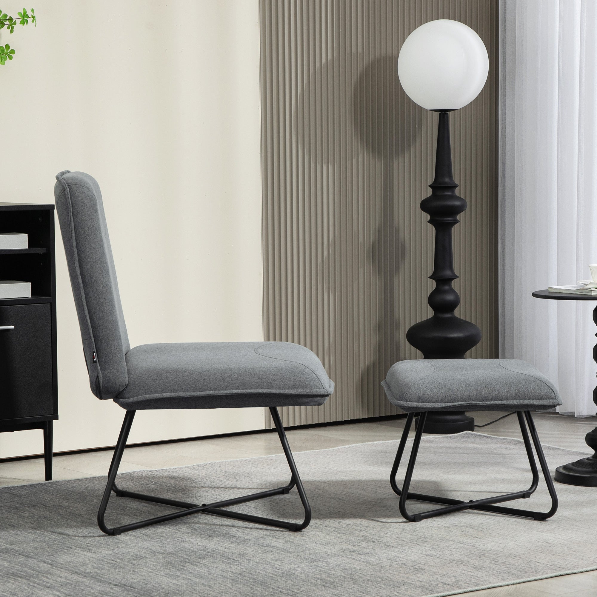 Poltrona – 68x81x89 cm – Cinza Escuro – Tecido tipo linho