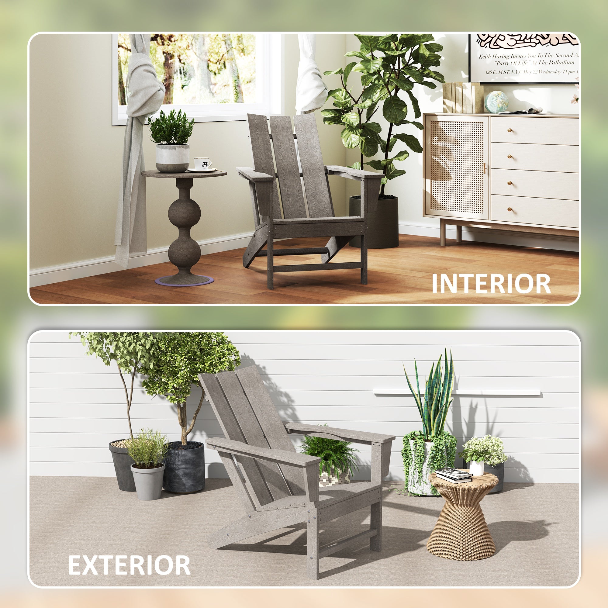 Cadeira de Jardim Adirondack 75x83x90 cm - Cinza Escuro