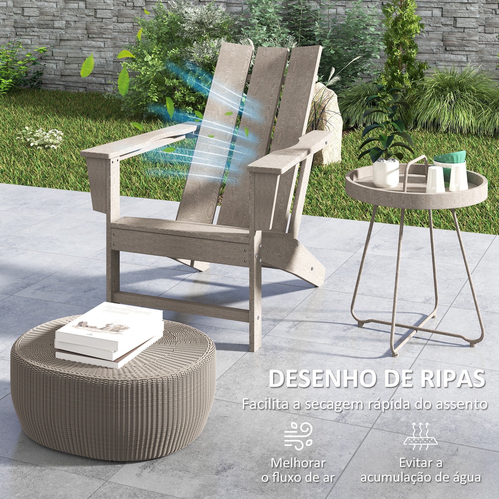 Cadeira de Jardim Adirondack 75x83x90 cm - Cinza Escuro