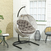 Cadeira Suspensa Marrom 106x114x178 cm com Almofada e Suporte para Copos