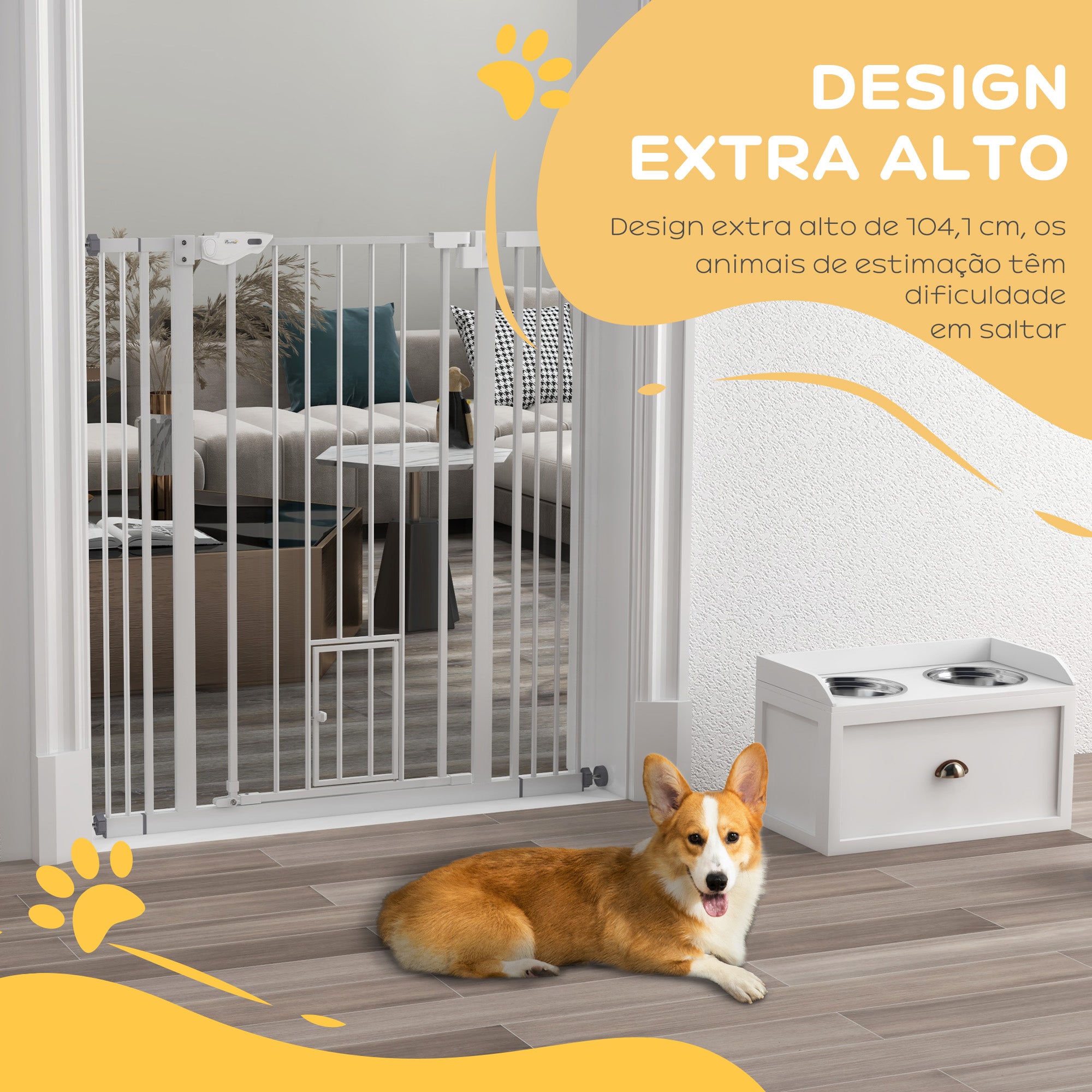 Barreira de Segurança para Cães Extensível 101x104,1 cm Branca