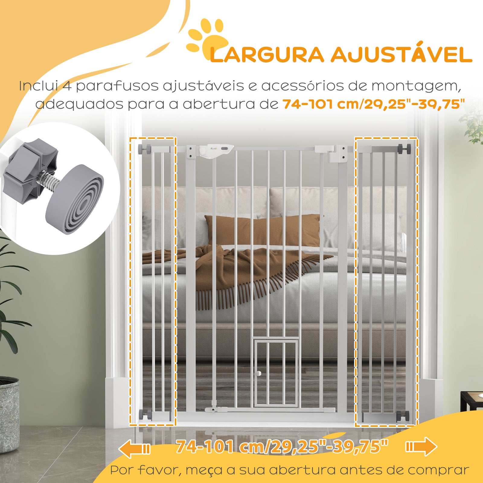Barreira de Segurança para Cães Extensível 101x104,1 cm Branca