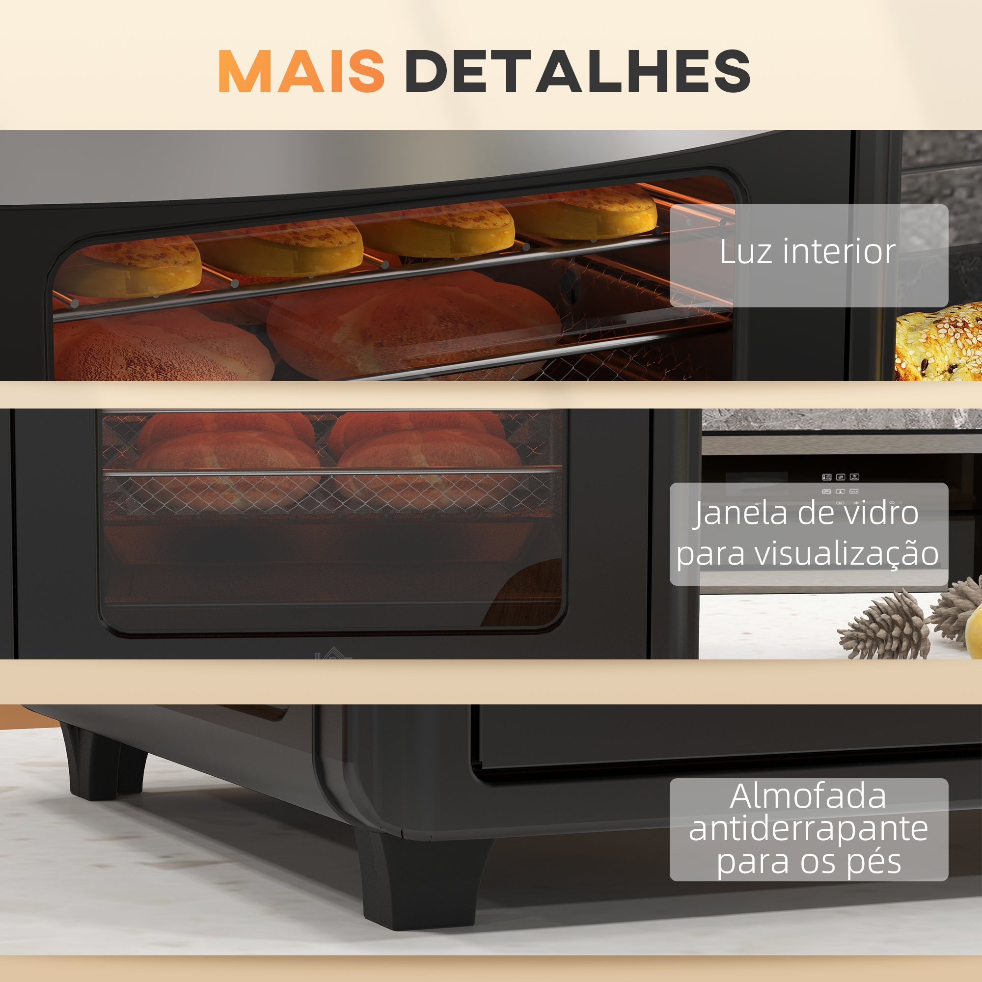 Mini Forno Elétrico Multifuncional 30L – 43x39x39 cm – Preto – Metal