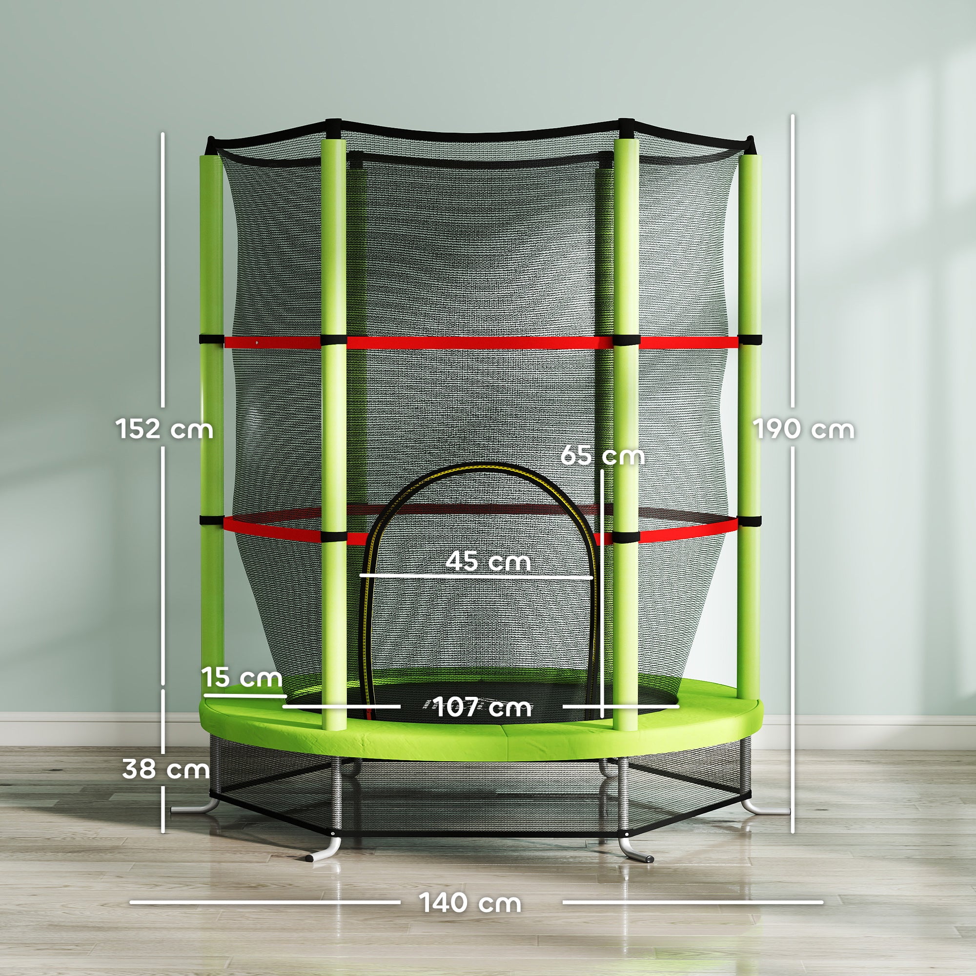 Trampolim Infantil Ø140x190 cm Verde