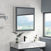 Armário de Casa de Banho com Espelho – 69x17x75,5 cm – Branco e Cinza – MDF e vidro