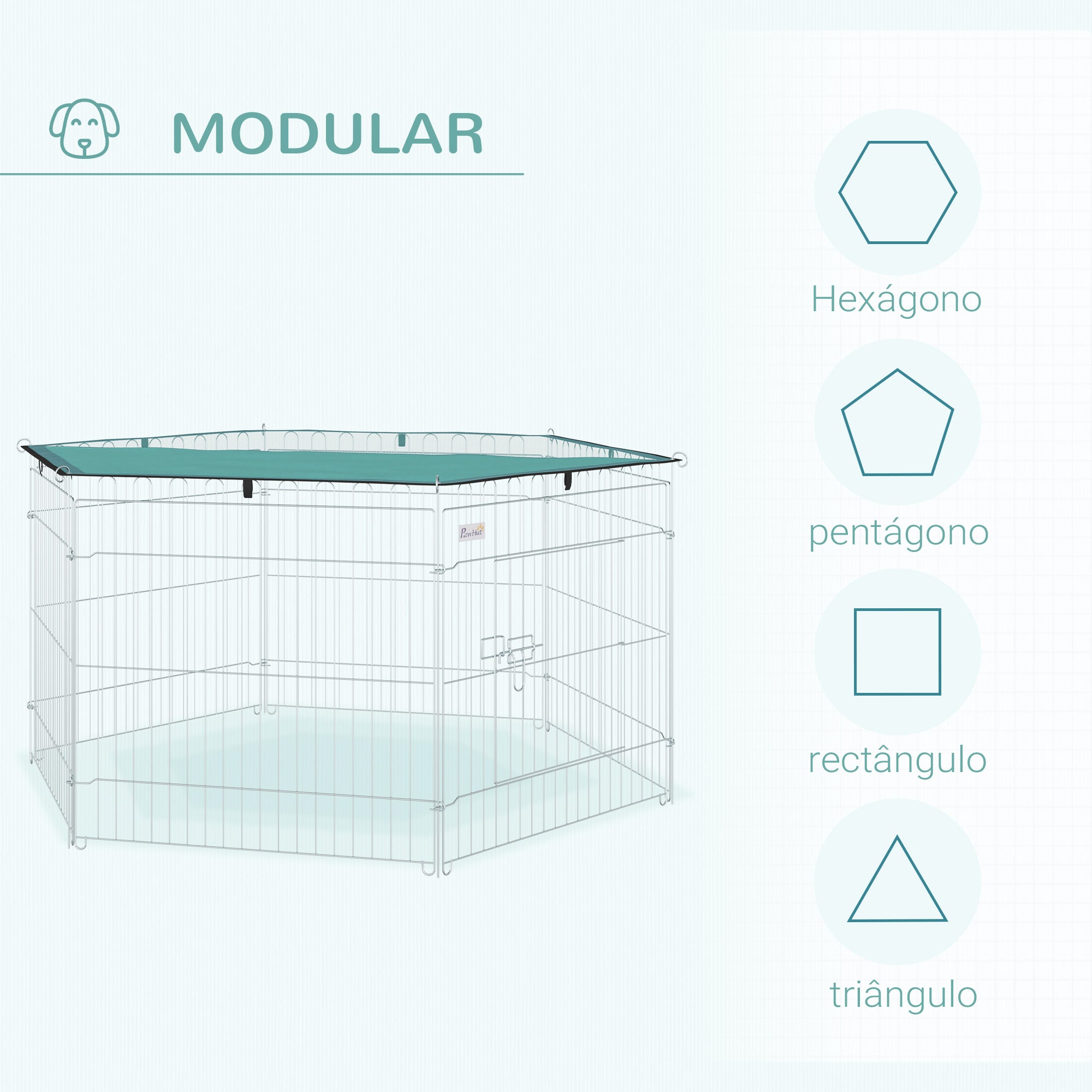 Parque para Animais de Estimação – 59x60 cm – Prata – Metal e Poliéster