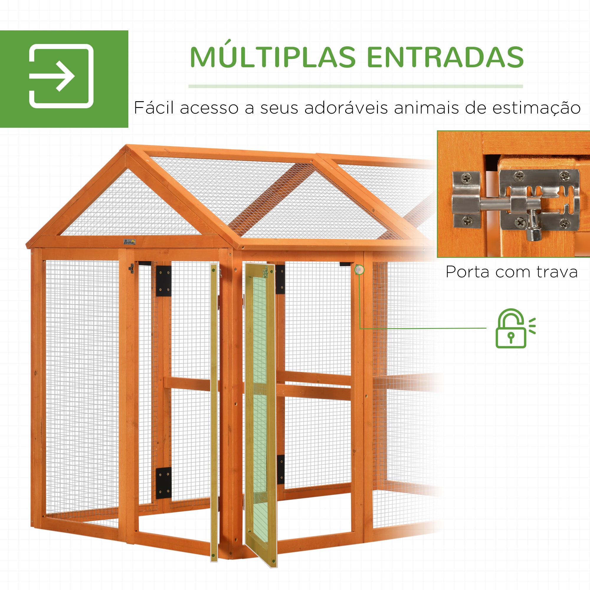 Galinheiro Exterior 140x88,5x106 cm em Madeira